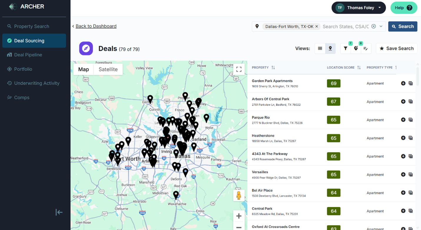 Deal Sourcing - 3 - Map view with Location Score